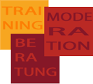 Geometrische Typografie in Orange und Rot